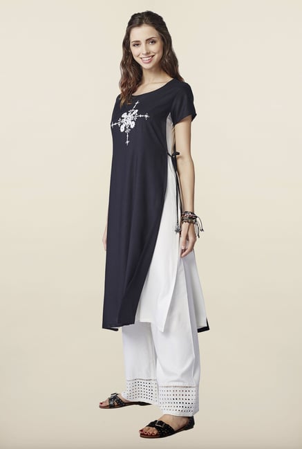 Global Desi Black Embroidered Kurti Global Desi Black Embroidered Kurti