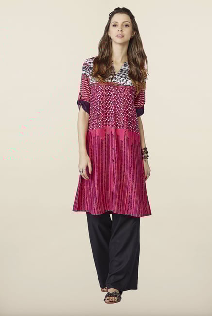 Global Desi Pink Printed Tunic Global Desi Pink Printed Tunic