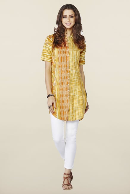 Global Desi Mustard Printed Tunic Global Desi Mustard Printed Tunic