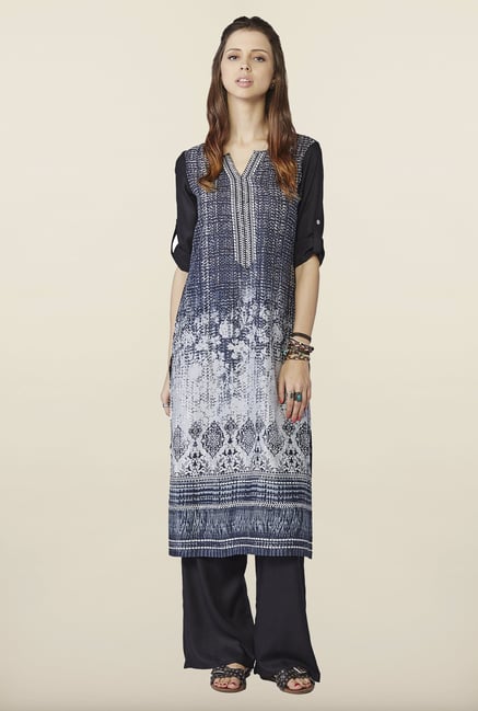 Global Desi Black Printed Kurta Global Desi Black Printed Kurta