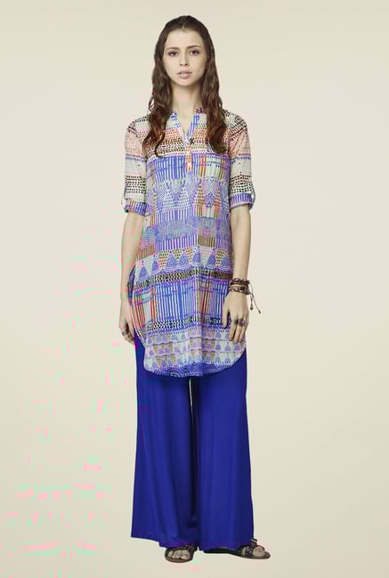 Global Desi Blue Regular Fit Tunic Global Desi Blue Regular Fit Tunic