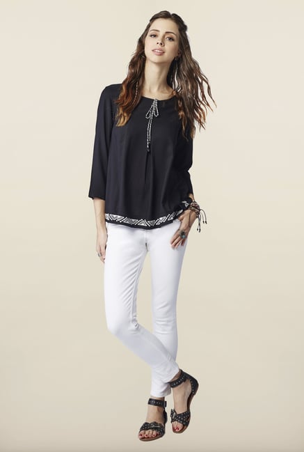 Global Desi Black Regular Fit Top Global Desi Black Regular Fit Top