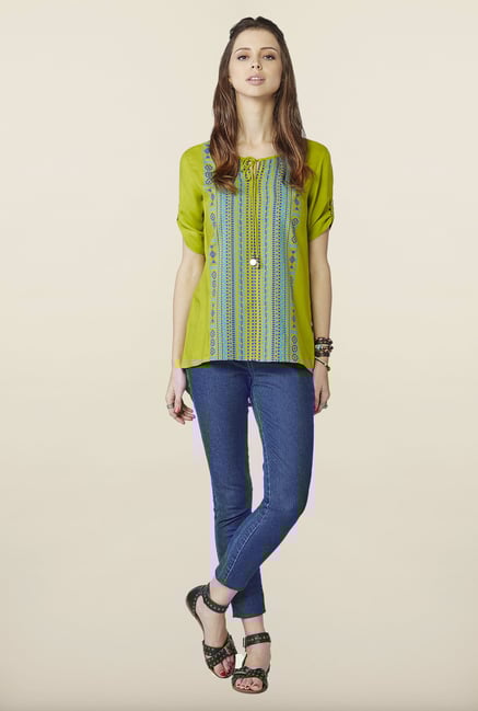 Global Desi Green Printed Top Global Desi Green Printed Top