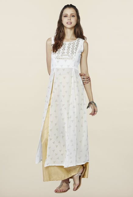 Global Desi Off White Printed Kurta Global Desi Off White Printed Kurta