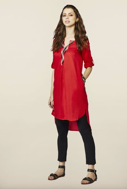 Global Desi Red Solid Tunic Global Desi Red Solid Tunic