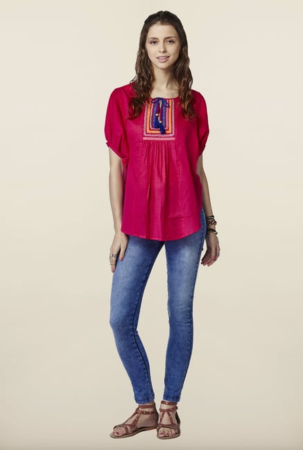 Global Desi Hot Pink Solid Top Global Desi Hot Pink Solid Top