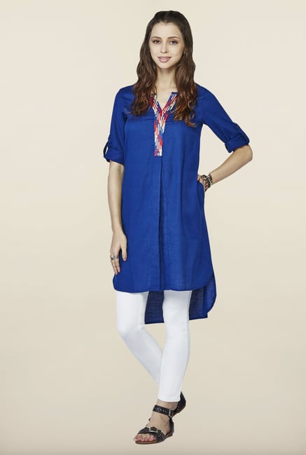 Global Desi Blue Solid Tunic Global Desi Blue Solid Tunic