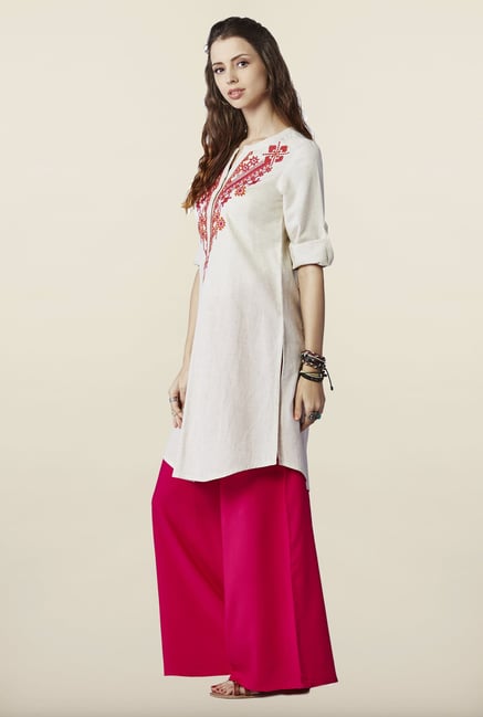 Global Desi Cream Embroidered Tunic Global Desi Cream Embroidered Tunic