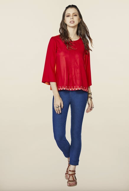 Global Desi Maroon Solid Top Global Desi Maroon Solid Top