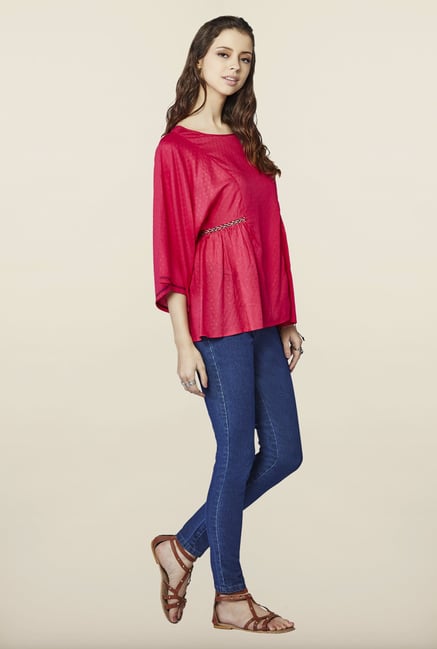 Global Desi Hot Pink Regular Fit Top Global Desi Hot Pink Regular Fit Top