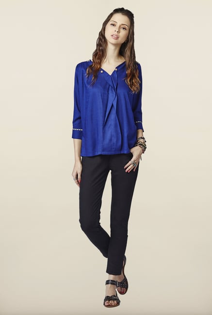 Global Desi Blue Solid Top Global Desi Blue Solid Top