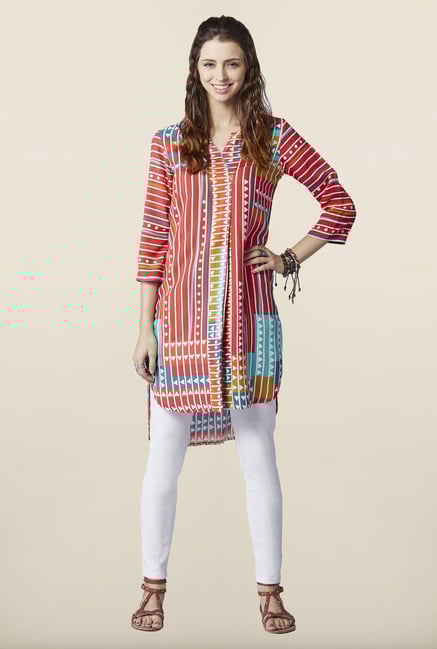 Global Desi Coral High Low Kurti Global Desi Coral High Low Kurti