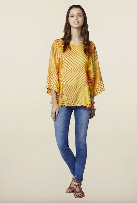 Global Desi Yellow Printed Top Global Desi Yellow Printed Top
