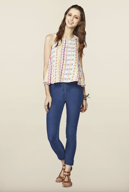 Global Desi White Printed Regular Fit Top Global Desi White Printed Regular Fit Top