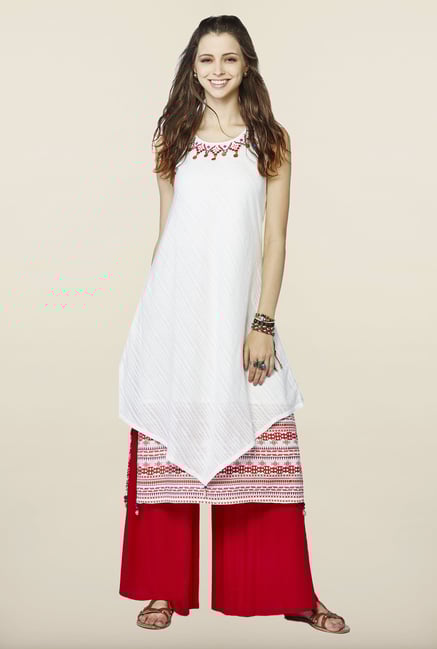 Global Desi Cream Printed Kurti Global Desi Cream Printed Kurti