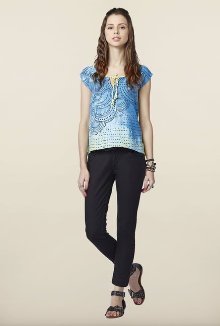Global Desi Blue & Lime Ombre Top Global Desi Blue & Lime Ombre Top