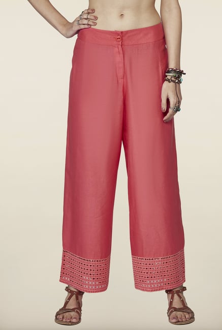 Global Desi Coral Solid Hakoba Pants Global Desi Coral Solid Hakoba Pants