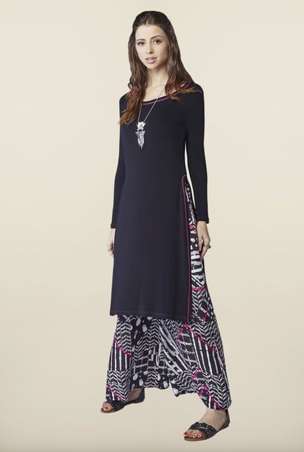 Global Desi Black Solid Kurti Global Desi Black Solid Kurti