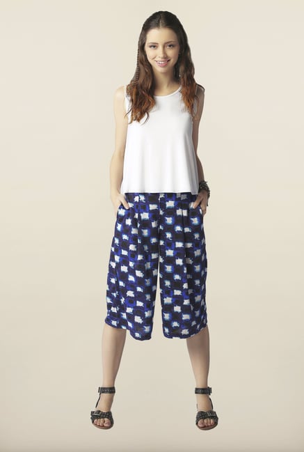 Global Desi Blue Printed Culottes Global Desi Blue Printed Culottes