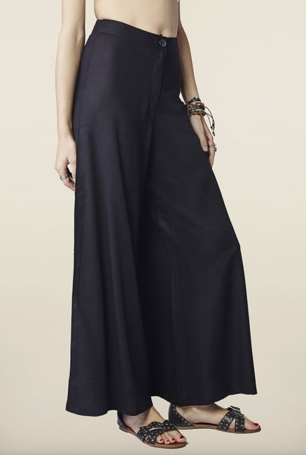 Global Desi Black Solid Palazzo Global Desi Black Solid Palazzo