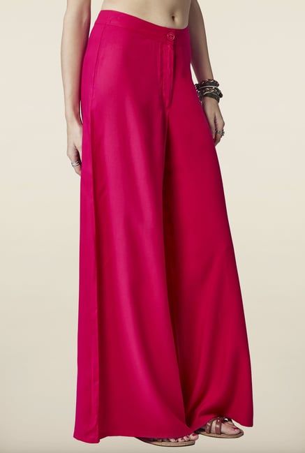 Global Desi Hot Pink Solid Palazzo Global Desi Hot Pink Solid Palazzo