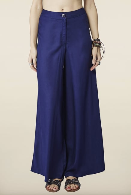 Global Desi Ink Blue Solid Palazzo Global Desi Ink Blue Solid Palazzo
