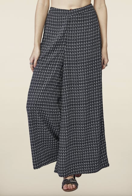 Global Desi Black Geometric Printed Palazzo Global Desi Black Geometric Printed Palazzo