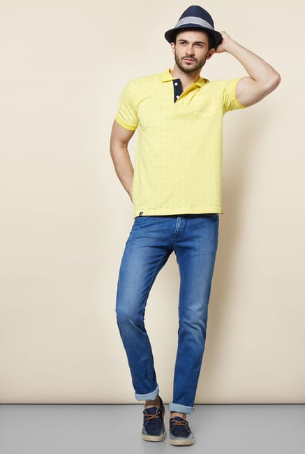 Easies Yellow Casual Polo T-Shirt Easies Yellow Casual Polo T-Shirt