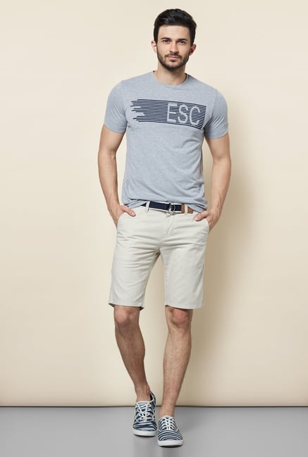 Easies Beige Solid Shorts Easies Beige Solid Shorts