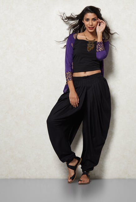 Ira Soleil Purple Printed Shrug Ira Soleil Purple Printed Shrug