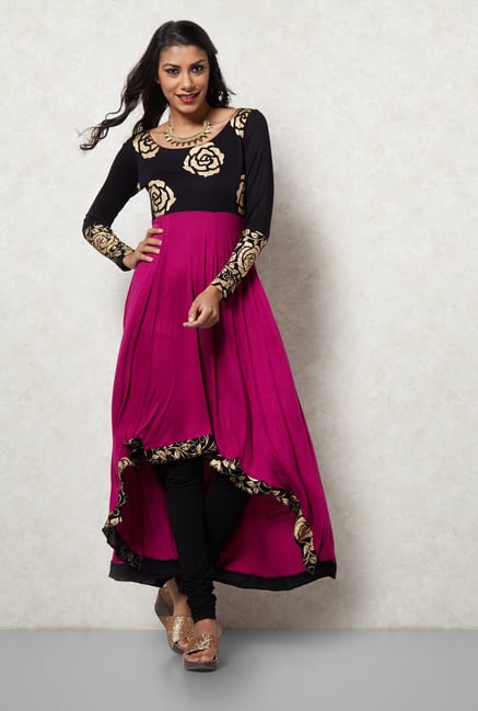 Ira Soleil Magenta Floral Printed Kurta Ira Soleil Magenta Floral Printed Kurta