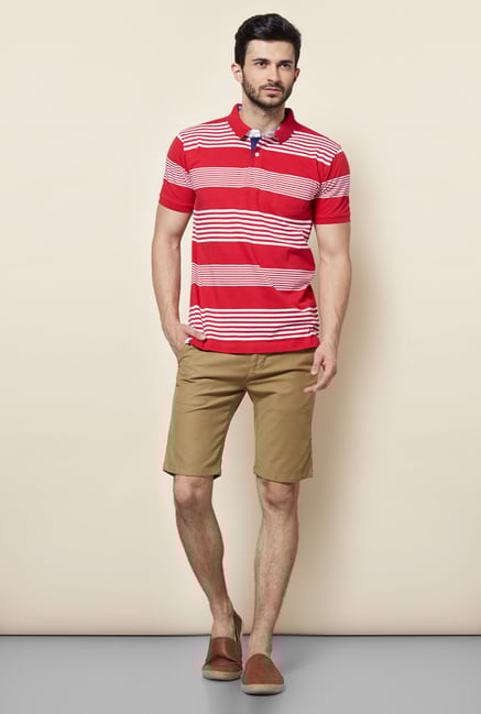 Easies Red Stripes Casual Polo T-Shirt Easies Red Stripes Casual Polo T-Shirt