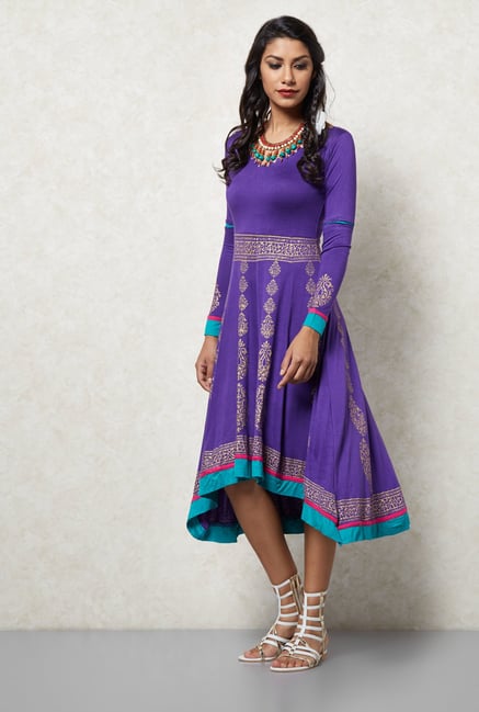Ira Soleil Purple Printed Dress Ira Soleil Purple Printed Dress