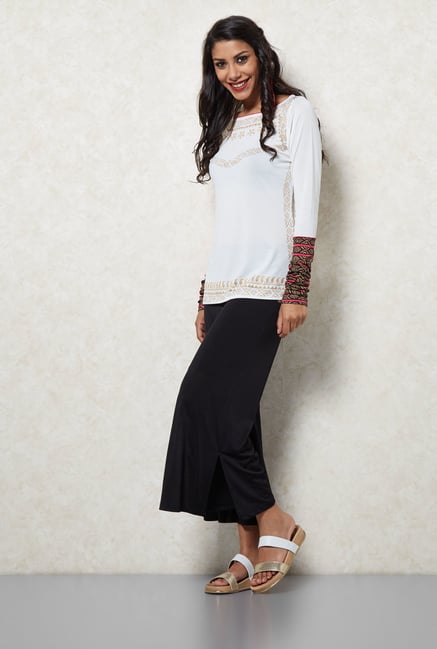 Ira Soleil Off White Printed Tunic Ira Soleil Off White Printed Tunic