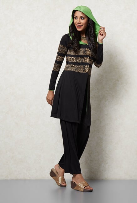 Ira Soleil Black Printed Tunic Ira Soleil Black Printed Tunic