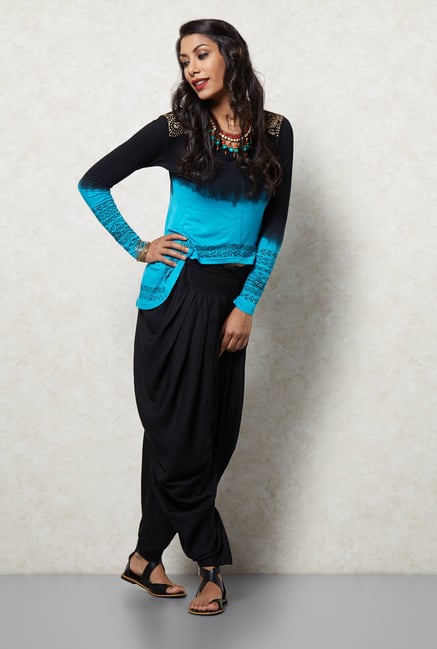 Ira Soleil Blue & Black Ombre Top Ira Soleil Blue & Black Ombre Top