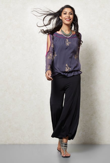 Ira Soleil Purple Printed Top Ira Soleil Purple Printed Top