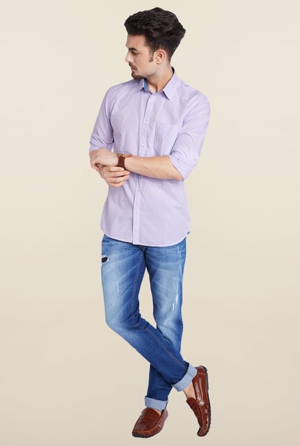Parx Violet Striped Casual Shirt Parx Violet Striped Casual Shirt