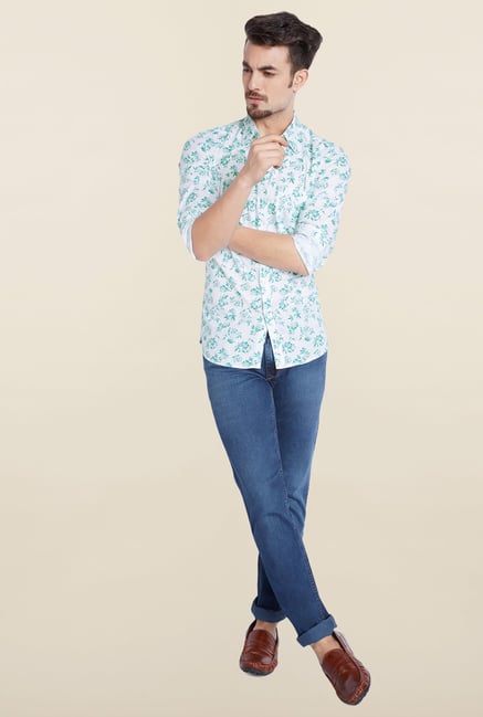 Parx Green Printed Casual Shirt Parx Green Printed Casual Shirt
