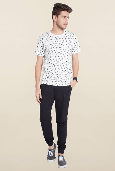 Parx White Printed Cotton T-Shirt Parx White Printed Cotton T-Shirt