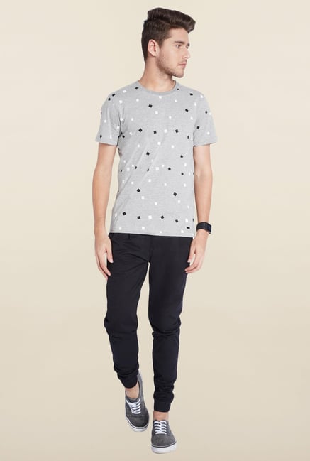 Parx Grey Printed Cotton T-Shirt Parx Grey Printed Cotton T-Shirt