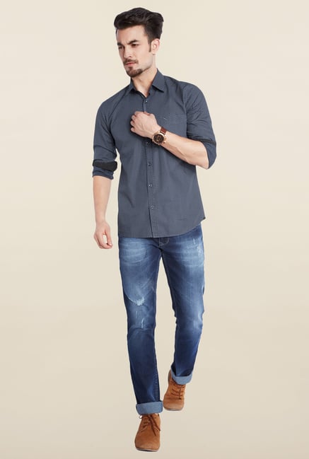 Parx Navy Casual Shirt Parx Navy Casual Shirt