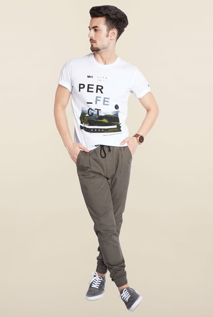 Parx White Printed Cotton T-Shirt Parx White Printed Cotton T-Shirt
