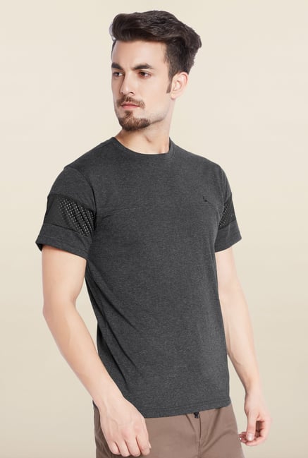 Parx Dark Grey Solid T-Shirt Parx Dark Grey Solid T-Shirt