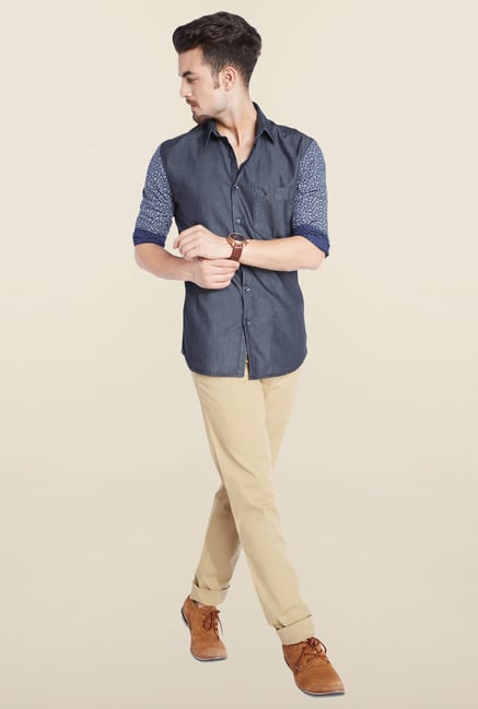 Parx Navy Solid Shirt Parx Navy Solid Shirt