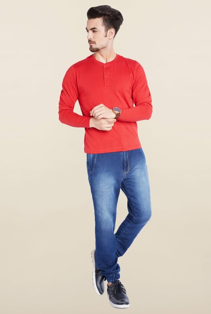 Parx Red Solid Cotton T-Shirt Parx Red Solid Cotton T-Shirt