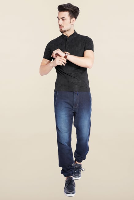 Parx Black Printed Cotton T-Shirt Parx Black Printed Cotton T-Shirt