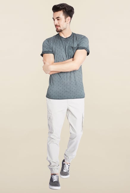 Parx Grey Printed Cotton T-Shirt Parx Grey Printed Cotton T-Shirt