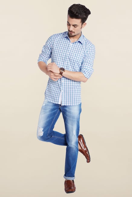 Parx Blue Checks Casual Shirt Parx Blue Checks Casual Shirt