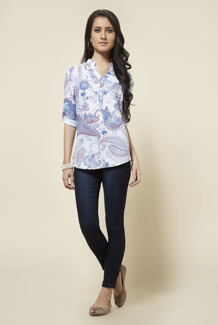Zudio White Gabby Printed Blouse Zudio White Gabby Printed Blouse